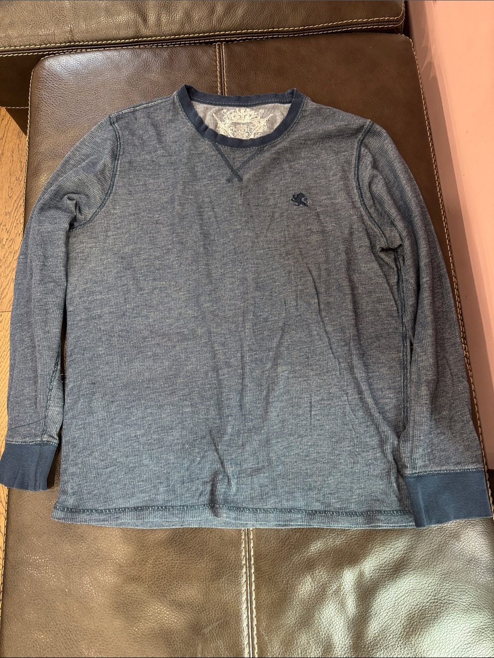 Express Men's Heather Navy Crewneck Sweater